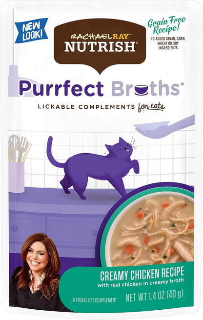 Detailed view of the real chicken shreds and veggies inside the natural broth texture