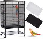 Daoeny 2PCS Bird Cage Seed Catcher, Large Bird Cage Cover, Adjustable Soft Airy Nylon Mesh, Birdcage Cover Skirt Seed Guard for Parrot Parakeet Macaw Round Square Cages (White & White) - Image 10