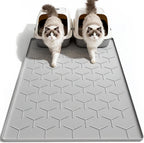 Garoopion Large Cat Litter Box Mat in gray color front view trapping scattered litter on bathroom floor