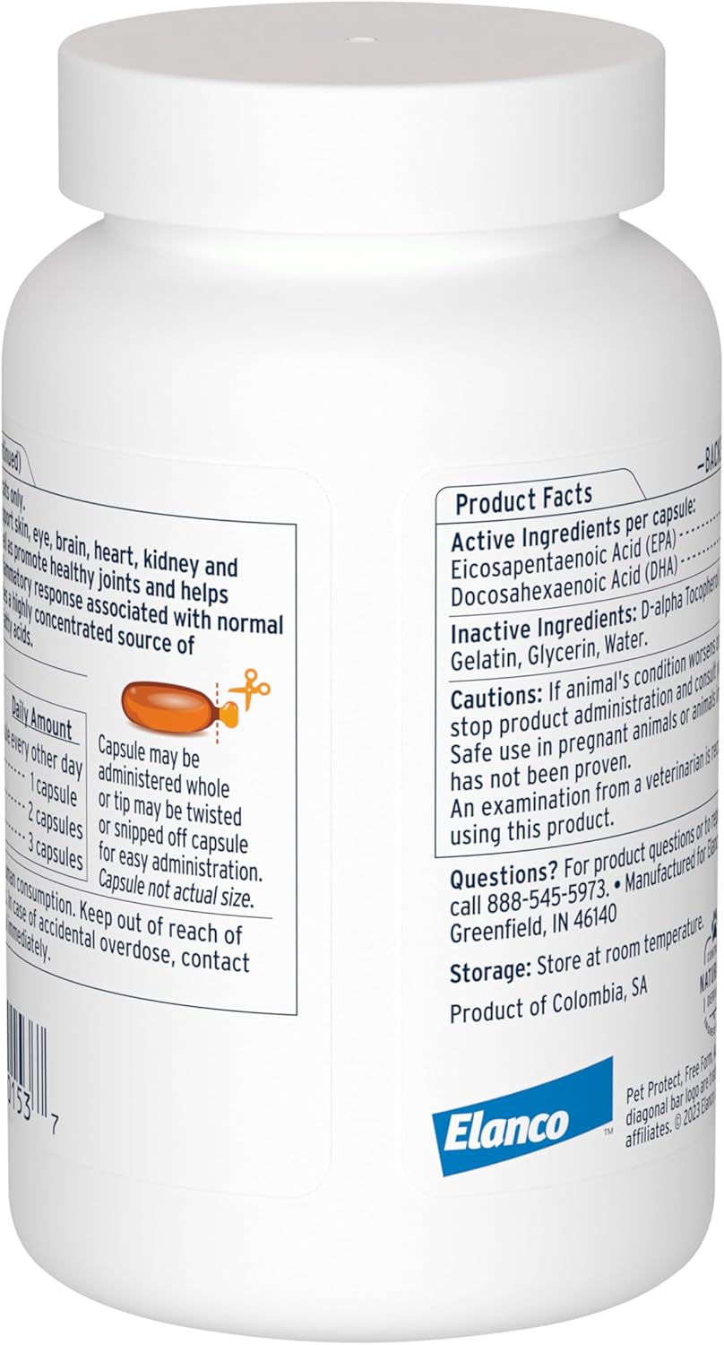 Pet Protect Free Form Omega-3 fish oil capsules for cats and small dogs packaging details