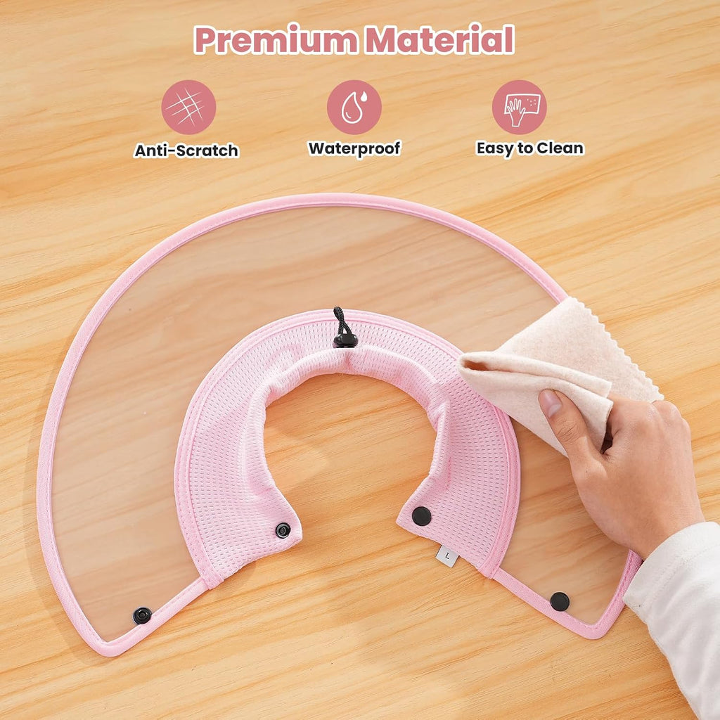 Wipe clean plastic pet cone for wound healing and skin protection