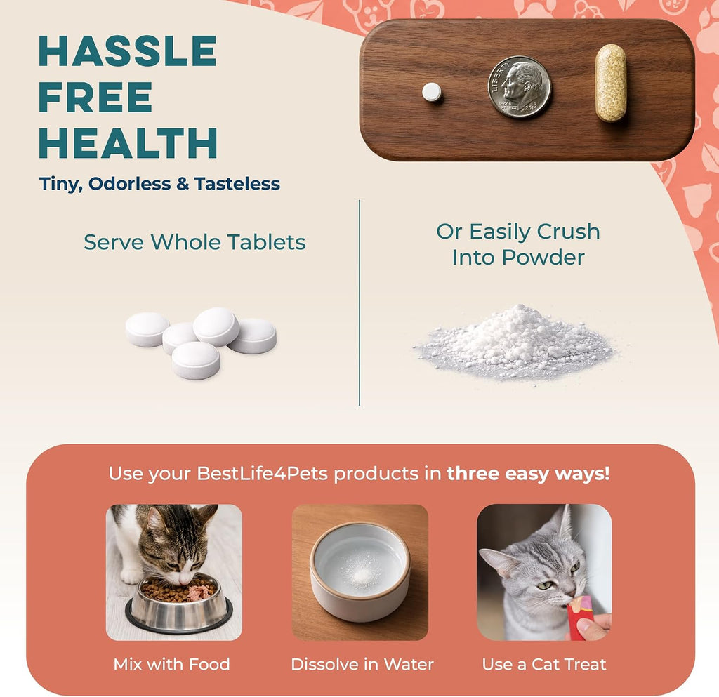 Tasteless cat mange pills for reducing excessive grooming and patchy fur.