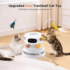 Indoor cats playing together with the multi-mode ZOMISIA automated toy device.