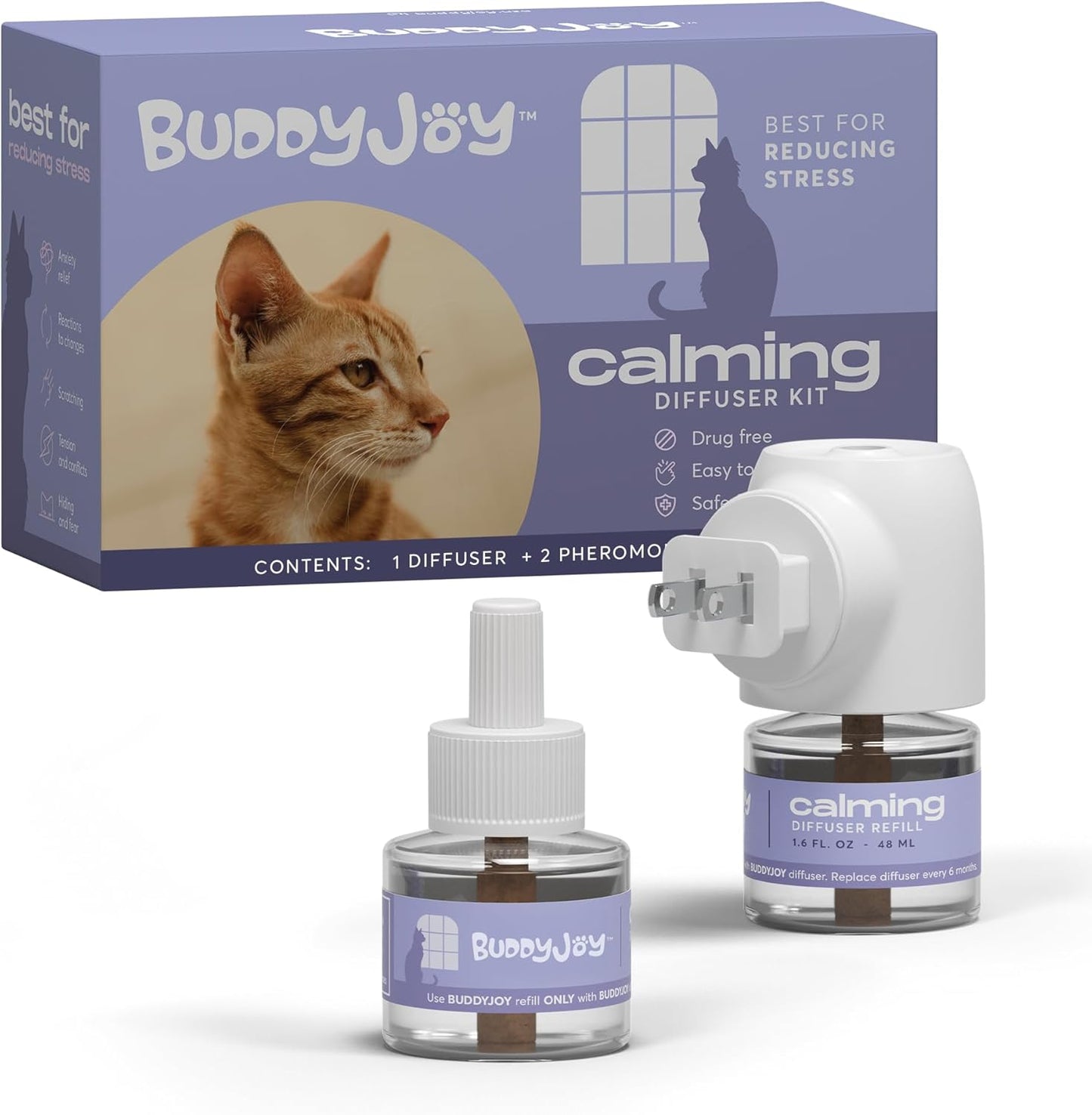 Cat Calming Diffuser Refills - Long-Lasting 30-Day Formula, Cat Pheromones Calming Diffuser for Stress Relief, Relaxation, and Anxiety Reduction, Easy to Use - (2 Diffusers + 2 Refills) - Image 10