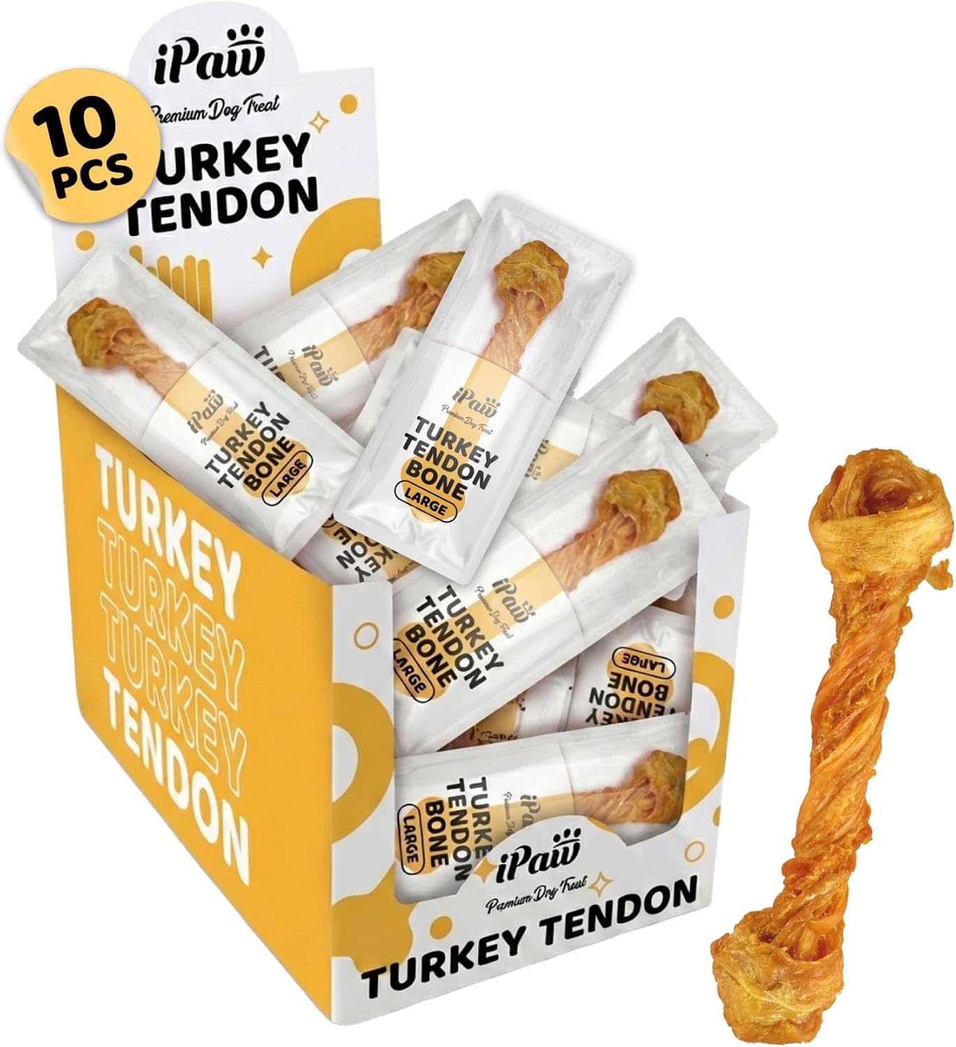 USA sourced single protein turkey tendon strip for healthy canine chewing.