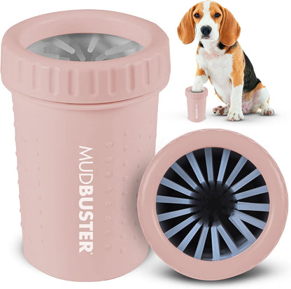 Dexas MudBuster dog accessory packaging showing size guidelines for medium dog breeds