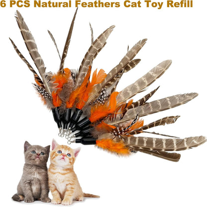 Handmade Da Bird replacement feathers showing brown and orange spotted patterns