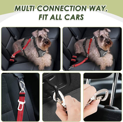 SlowTon Dog Seatbelt, 2 Pack Dog Seat Belt Car Leash Adjustable Elastic Bungee Buffer Heavy Duty Nylon Reflective Pet Safety Tether Connect to Dog Harness for Travel Riding in Vehicle (Daul Clip, B) - Image 12