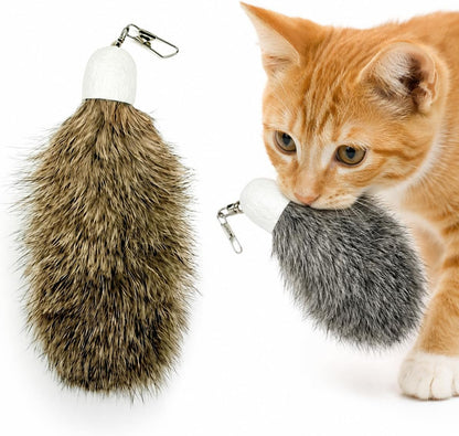 Zaylumo natural rabbit fur cat toy refills front view pack of two