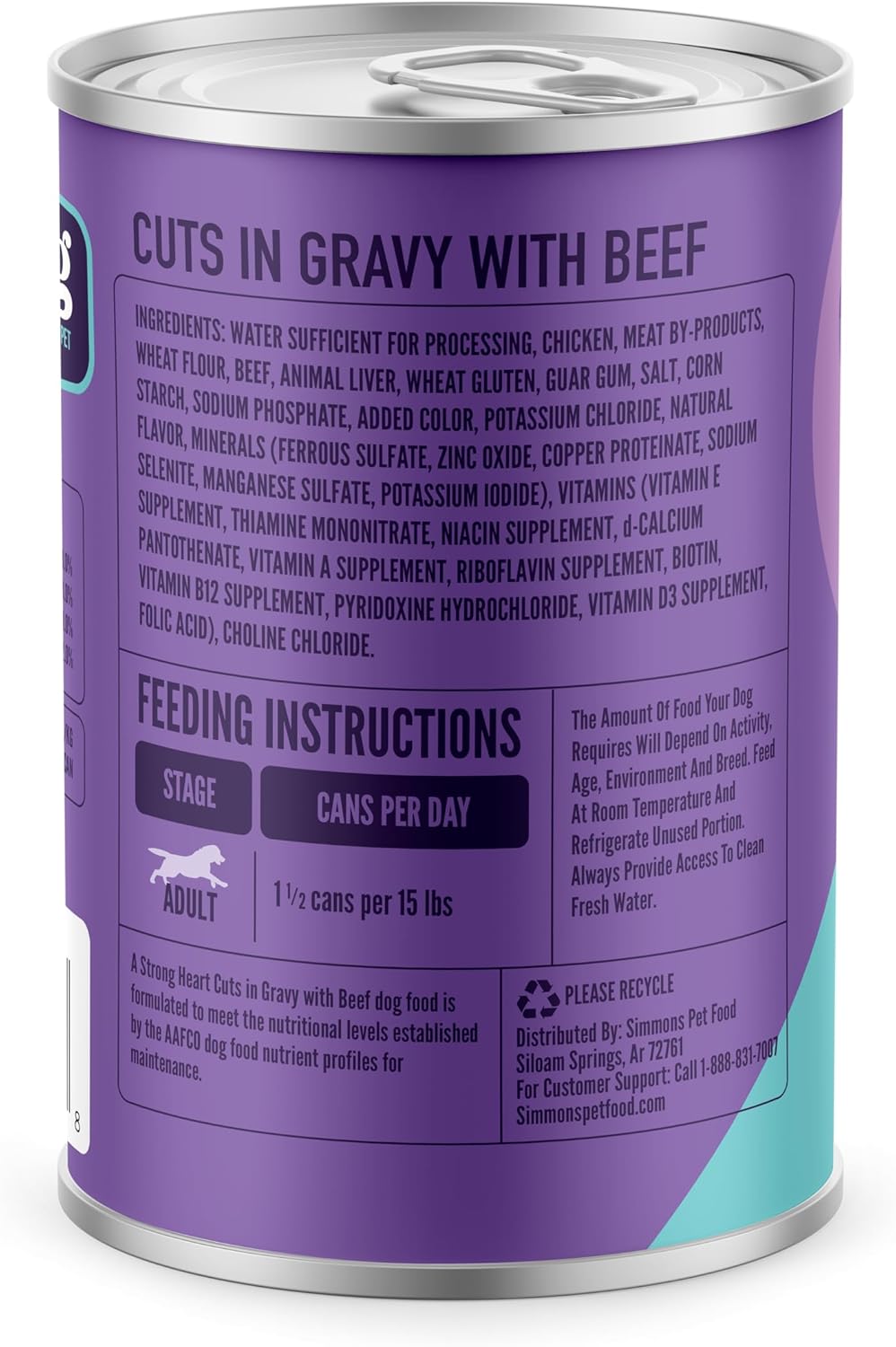 USA imported Strongheart pet food featuring visible meat cuts in rich savory gravy.