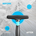 Dogi pet grooming rake packaging showing product features