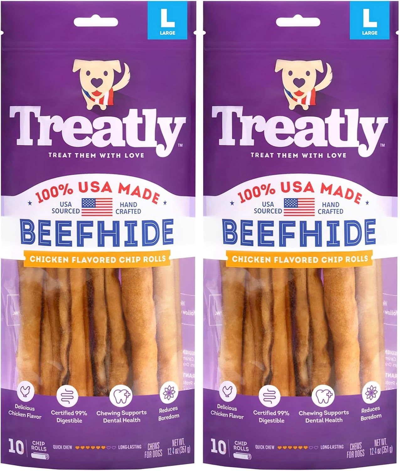 USA Beefhide Chip Rolls 10-11" Dog Chew Treats - Natural Flavor, 10 Count/1 Pack - Image 13