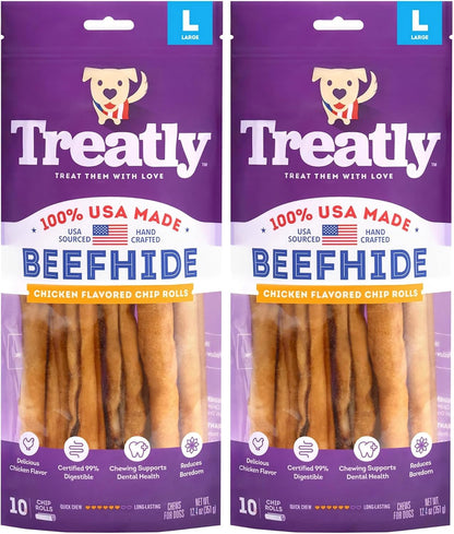 USA Beefhide Chip Rolls 10-11" Dog Chew Treats - Natural Flavor, 10 Count/1 Pack - Image 13
