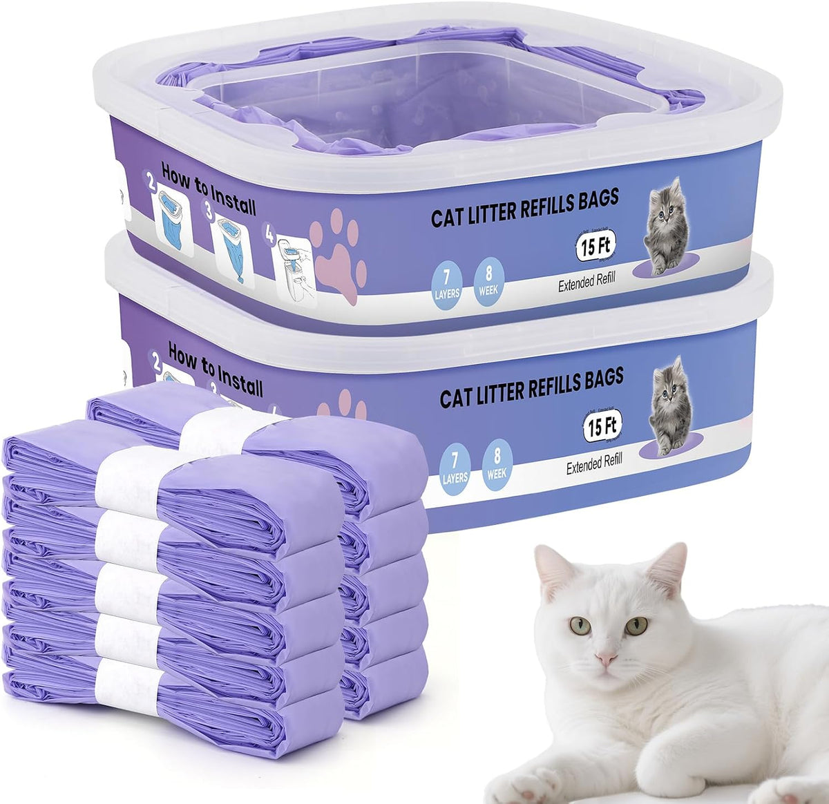 Astrallgn scented multi pack cat litter disposal liner kit