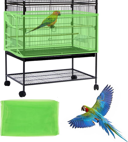 Daoeny Large Bird Cage Cover, Bird Cage Seed Catcher, Adjustable Soft Airy Nylon Mesh Net, Birdcage Cover Skirt Seed Guard for Parrot Parakeet Macaw African Round Square Cages (Black) - Image 14