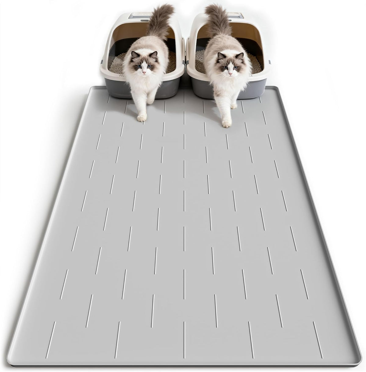 Pieviev silicone cat litter trapping mat front view showing light gray textured surface