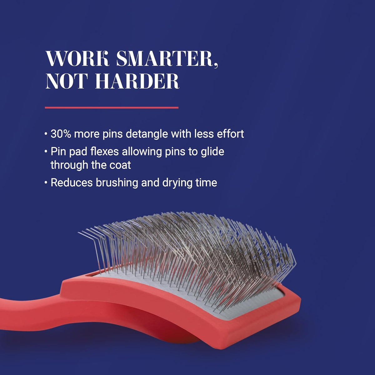 Professional dog slicker brush with non slip ergonomic handle grip