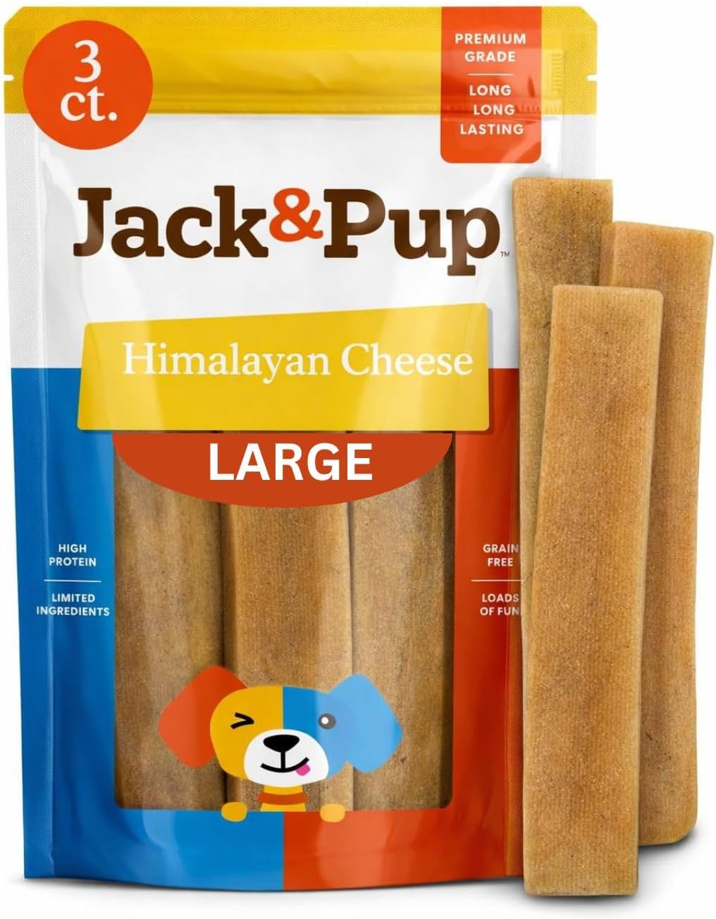 Jack And Pup long lasting yak cheese stick for small aggressive chewers illustrating dental health care benefits.
