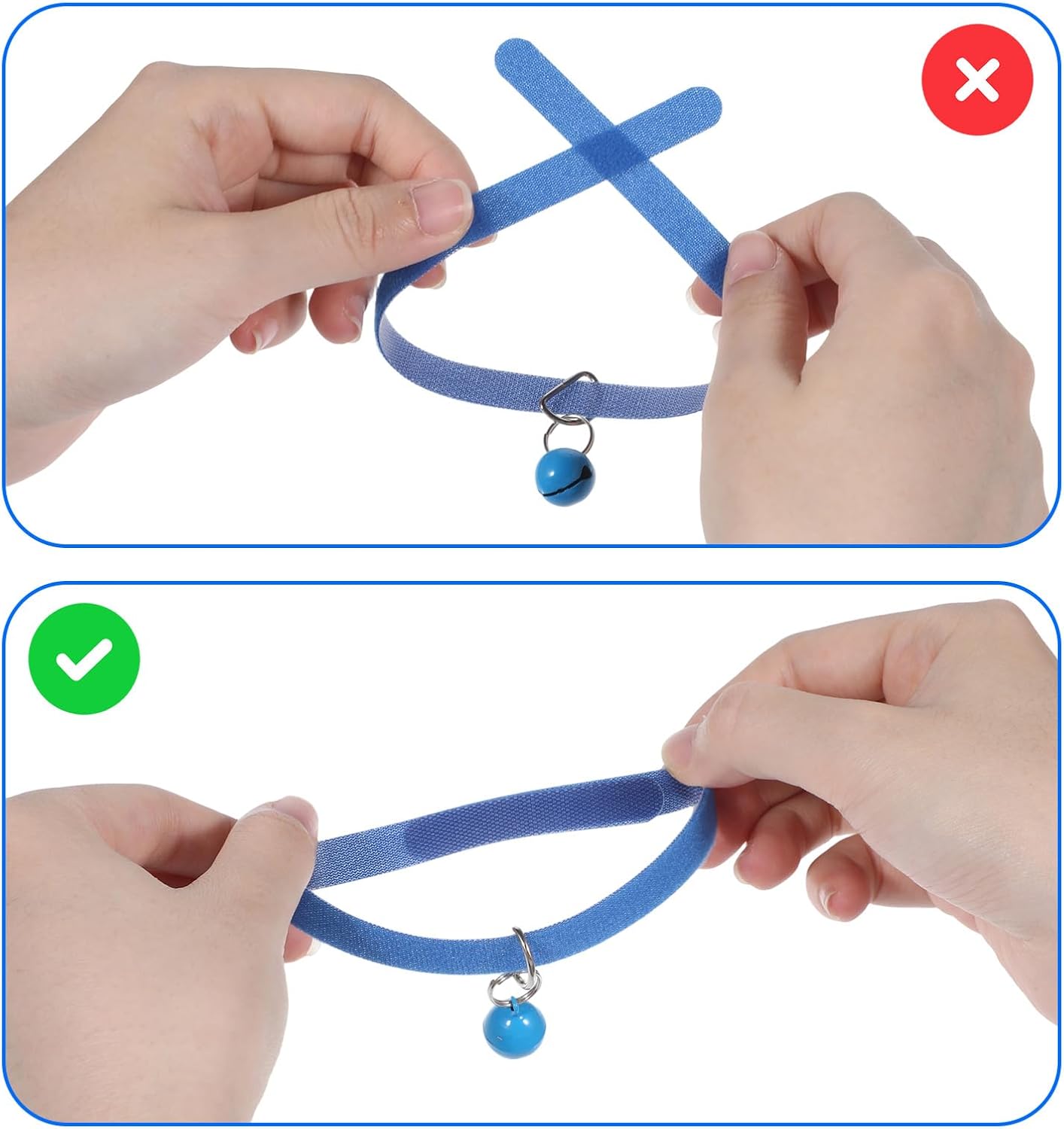 Xelsluthe 24 piece small pet collar set showing the trimming process to adjust sizes for miniature puppy and kitten breeds.