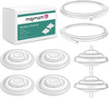 Maymom breast pump parts compatible with Spectra featuring front view of backflow protectors and tubing.