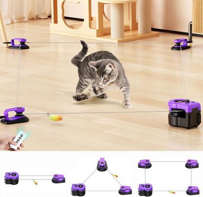 AsFrost Upgraded Interactive Cat Toy for Indoor Cats, Auto/Manual Control DIY Cat Feather Mouse Toy Treadmill for Bored Kitten Puppy Play Chase Run Exercise Hunting Mental Stimulation-Sky Blue - Image 9