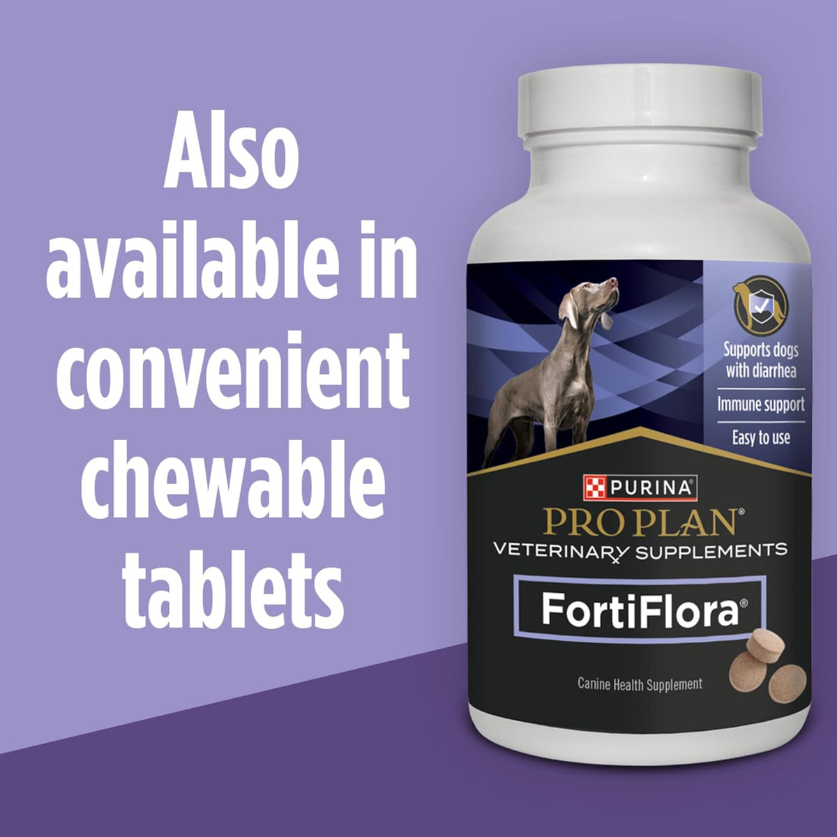 Veterinary recommended dog health supplement box detailing ingredients and features.