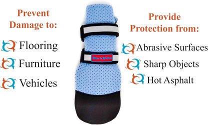 Reflective elastic straps on breathable dog paw protector