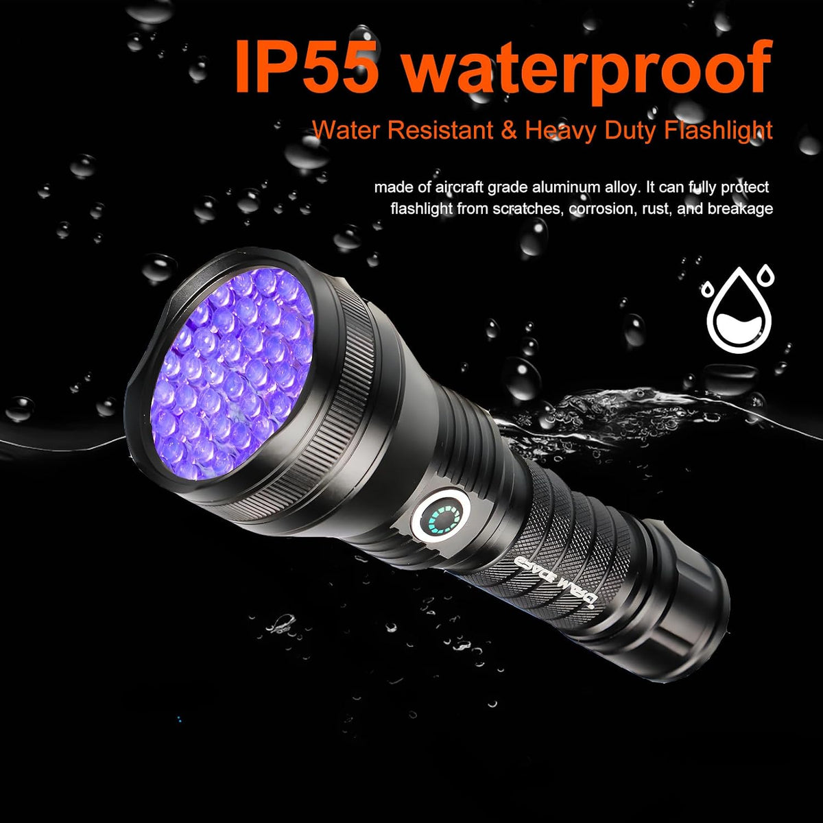Handheld 395nm ultraviolet detector uncovering hidden organic residues on hotel bedding