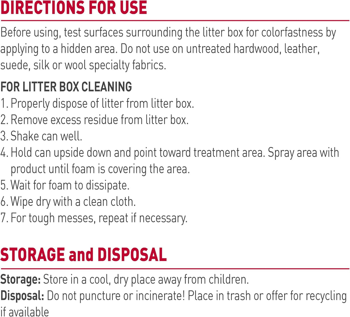 Safe pet safe cleaning formula aerosol can back label instructions display