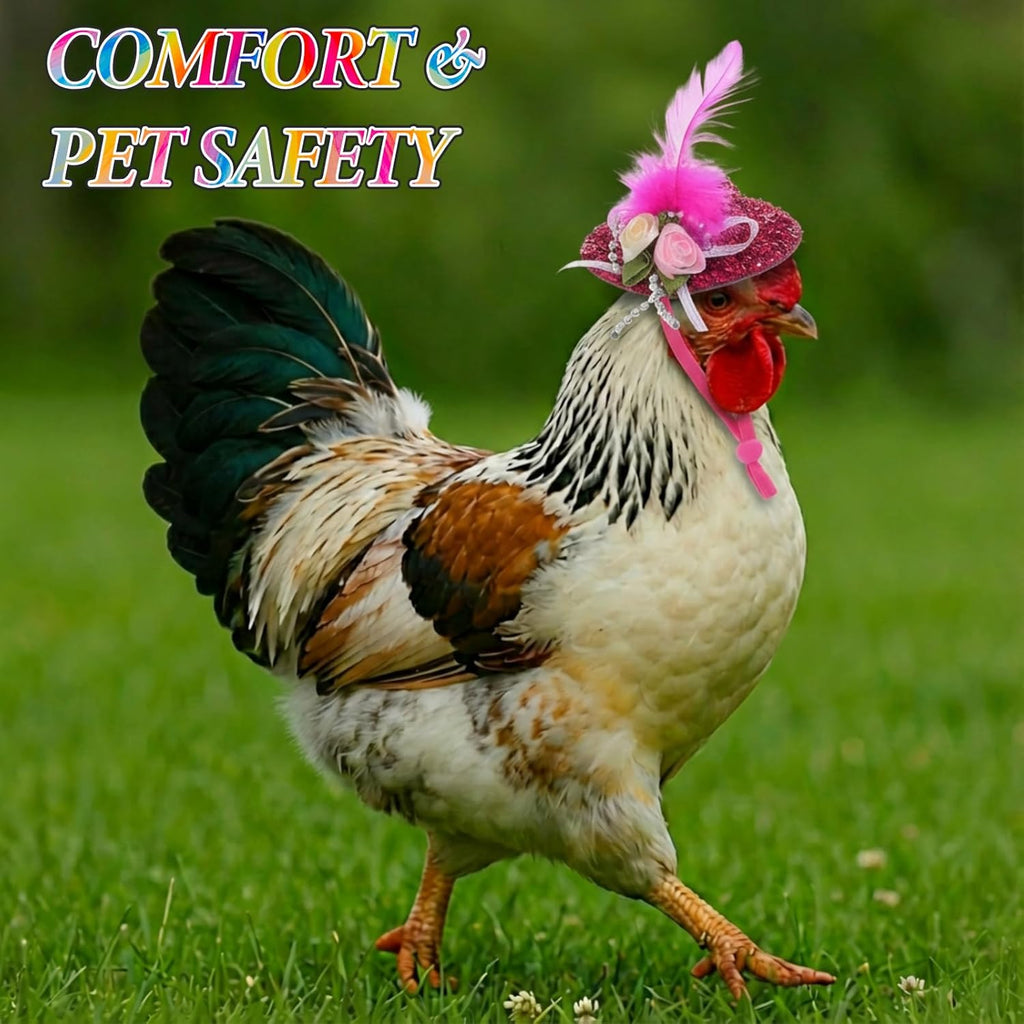 Small rabbit and chicken wearing the princess costume accessories for holiday fun