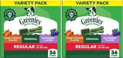 Greenies Veterinarian-Recommended Natural Dental Dog Treats, Dental Chews For Dogs, Regular Size, Variety Pack Flavor, (3) 12 oz. Packs, 36 Count - Image 14