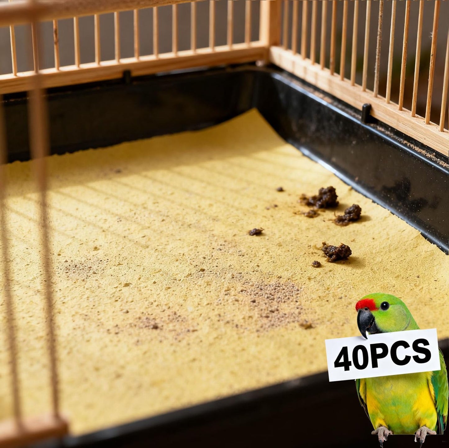 Bird cage gravel paper inside a bird cage tray