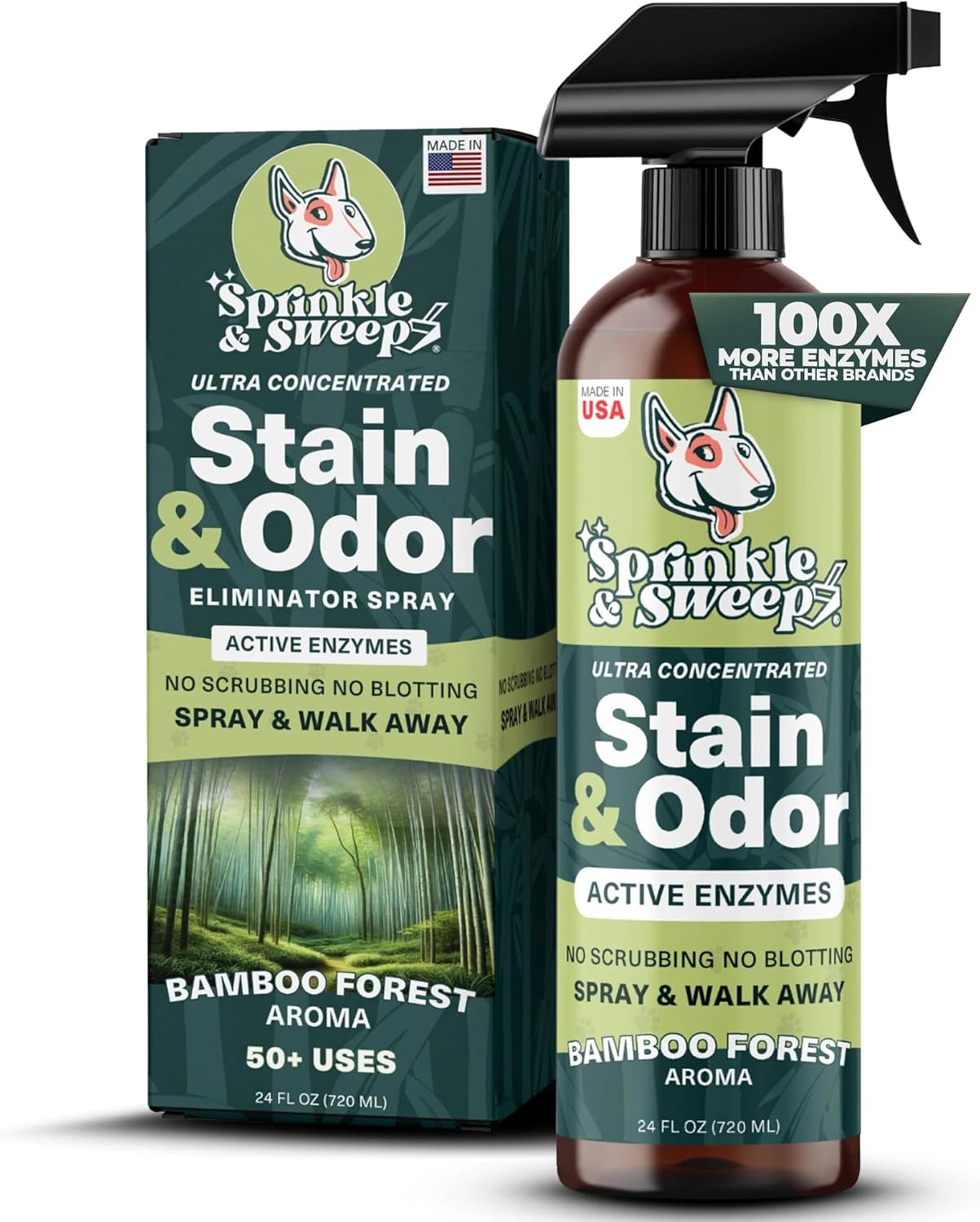 Sprinkle & Sweep twenty four ounce pet spot cleaning solution packaging details