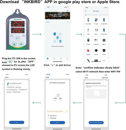 Inkbird thermostat smartphone app monitoring interface