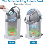 Grey dog waste disposal system showing airtight seal mechanism