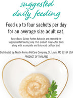 Back of packaging showing Fancy Feast treat nutritional details