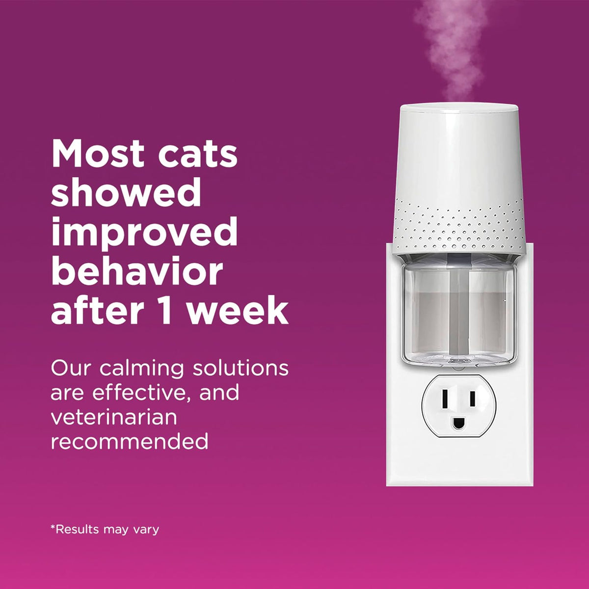 Demonstration of proper upright wall outlet placement for pet calming