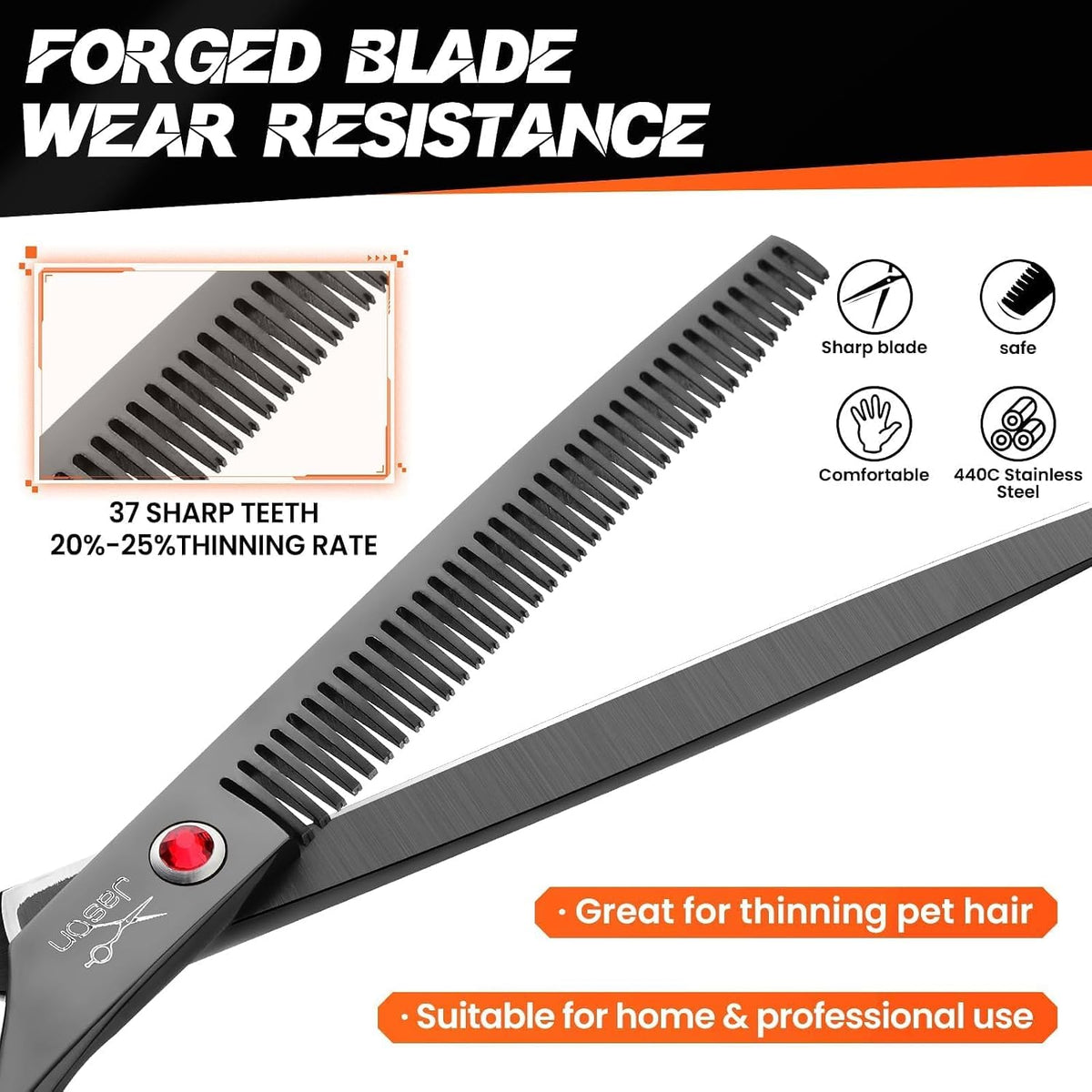 Jason pet hair trimmer scissors with red rhinestone pivot