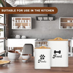 Kitchen counter organized with pet food jars