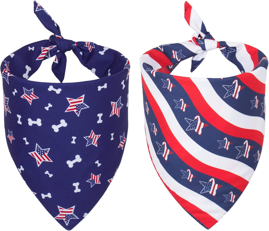 PTDECOR American Flag Dog Bandana 4th of July Dog Bandanas Reversible Triangle Patriotic Bandanas for Medium and Large Dogs Pets (Flag, Large) - Image 10