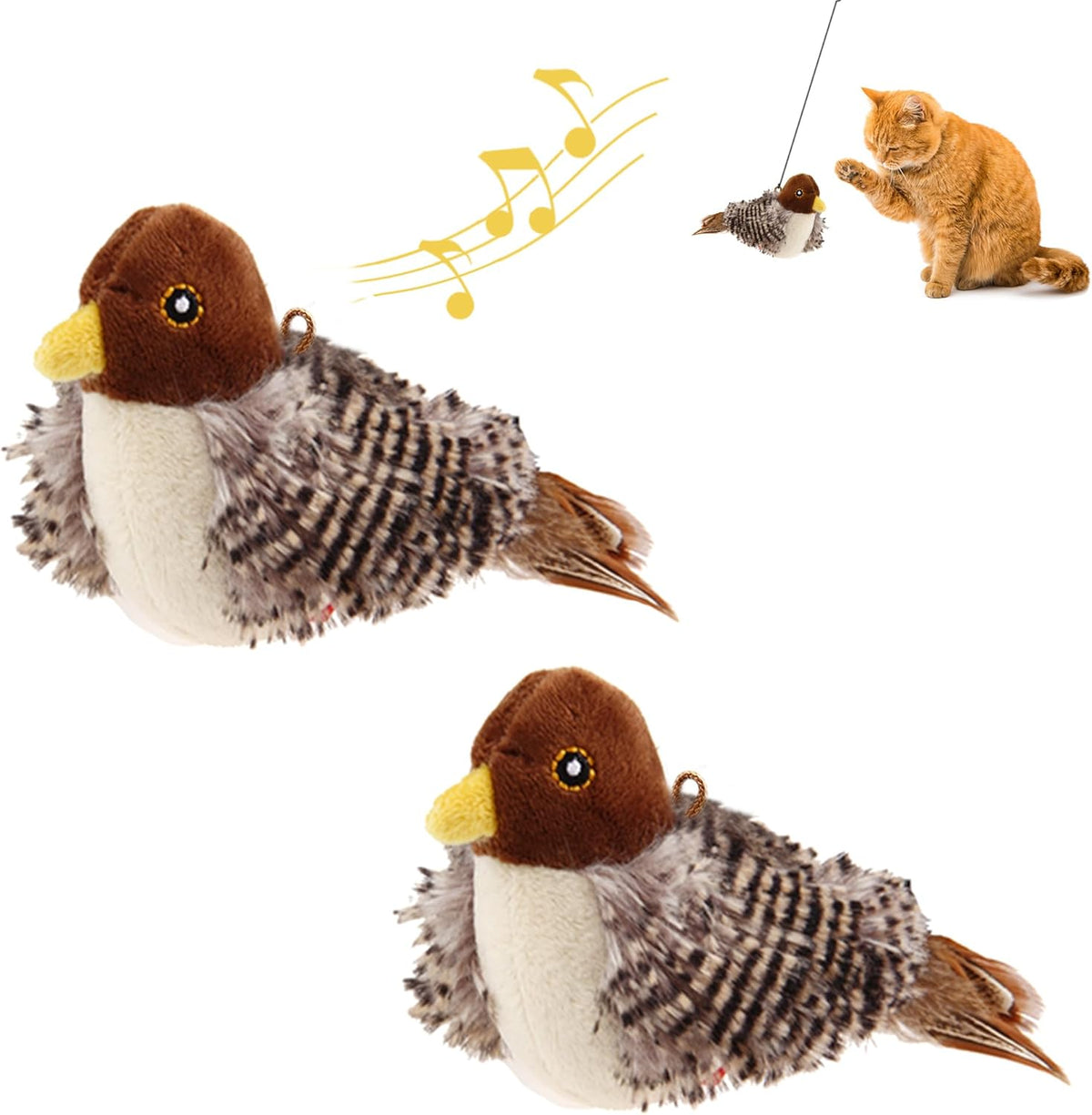 GiGwi Interactive Cat Toys Squeaky, Stimulated Chirping Bird Toy Making Noise,Automatic Chirp Bird Cat Toy with Feather Tail, Melody Chaser Play and Squeak Kitten Toy for Boredom - Image 14