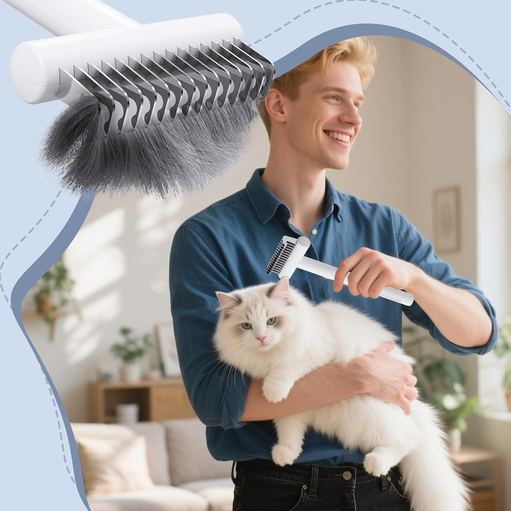 Cat Brush Shedding, Deshedding Comb Tool, Pet Hair Rake, Grooming Accessory for Home Bathing, Massaging, Styling, Shower Sessions, Daily Coat Maintenance, Long Pets - Image 9