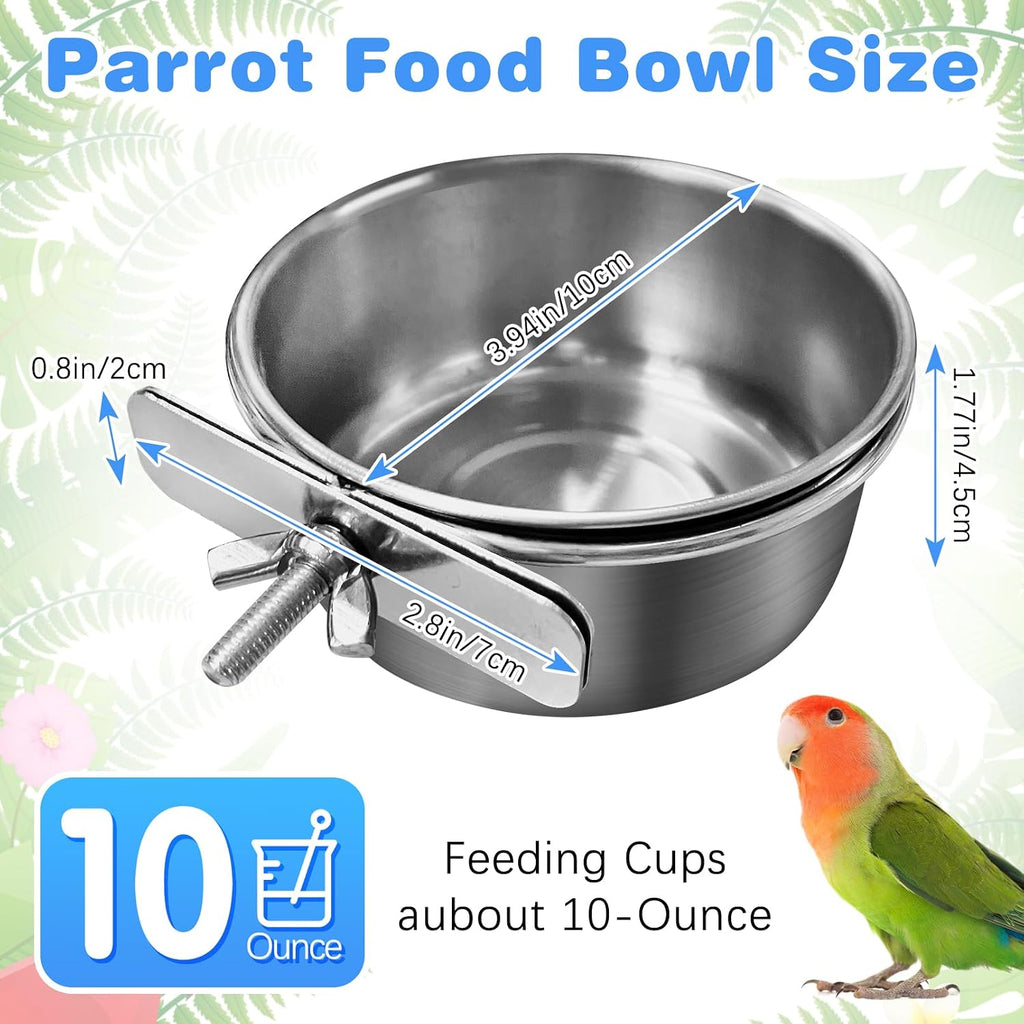 Tfwadmx parrot food bowl with clamp holder in cage