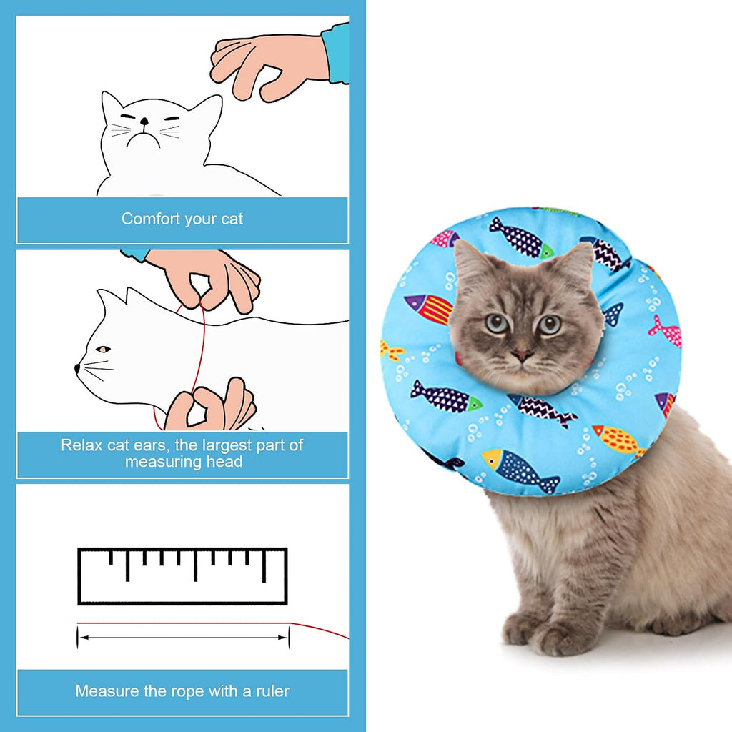 Libfrnt adjustable cat donut recovery cone side view on a kitten