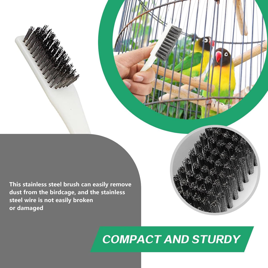 Long handle nylon wire brush for cleaning stubborn parrot droppings from cage bars
