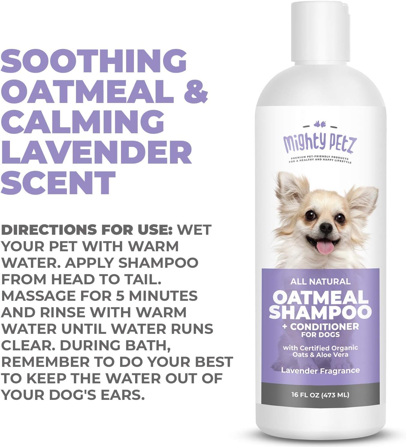 Professional grade oatmeal dog shampoo and conditioner 16 ounce bottle