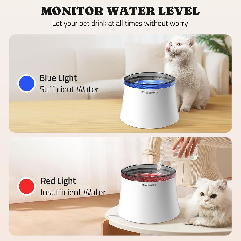 Pawtners 3.5 Liter dog water dispenser showing clean water flow