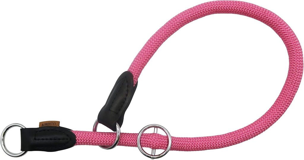 Durable braided nylon rope dog collar close up texture view.
