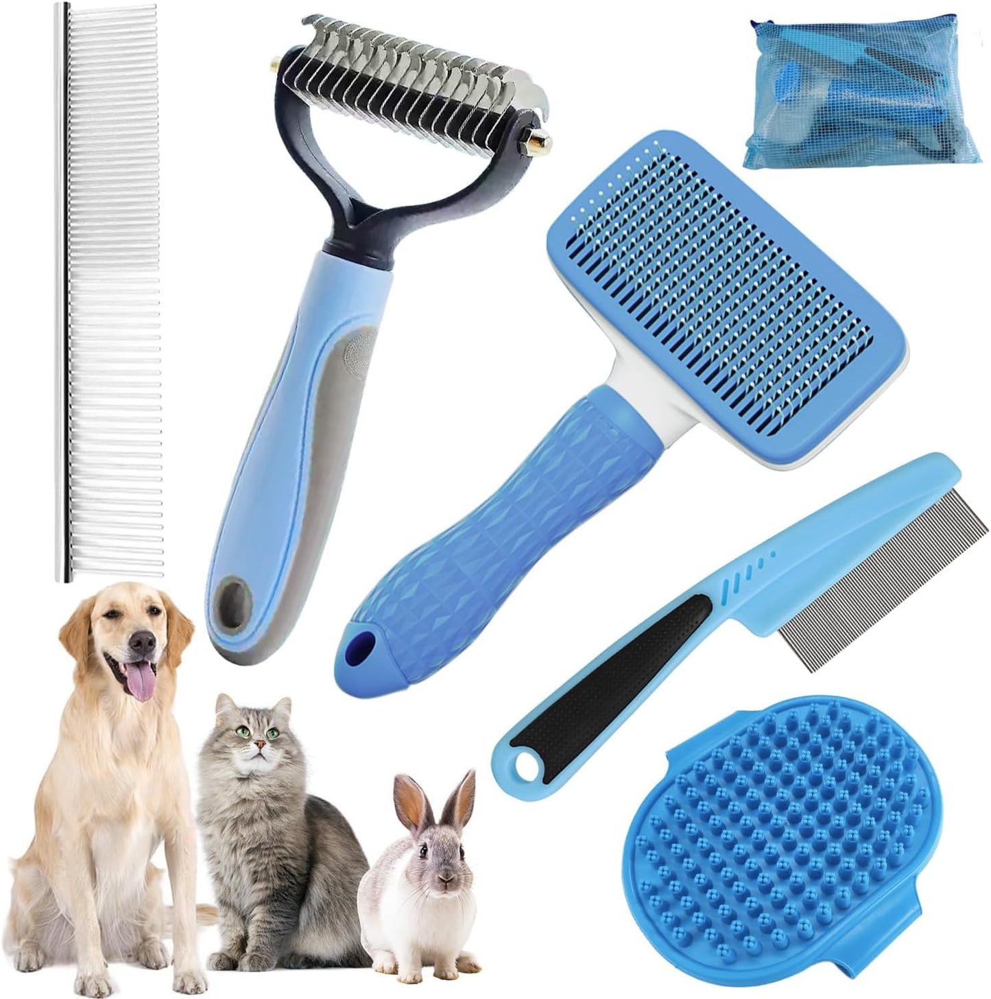 Bath Grooming Kit for Pets - Hair Brush Set with Towel, Washing Gloves, and Shampoo Scrubber Brush for Dogs and Cats (Pink) - Image 13