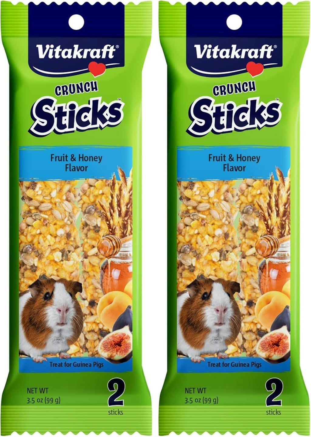 Vitakraft Guinea Pig Fruit & Honey Treat Sticks 2 Pack, 3.5 Ounce, Enriched Snack with Wooden Chew Core for Dental Health - Image 14